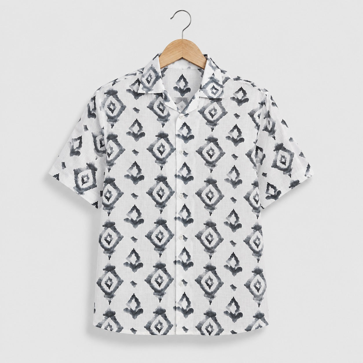 White Ikat Printed Shirt