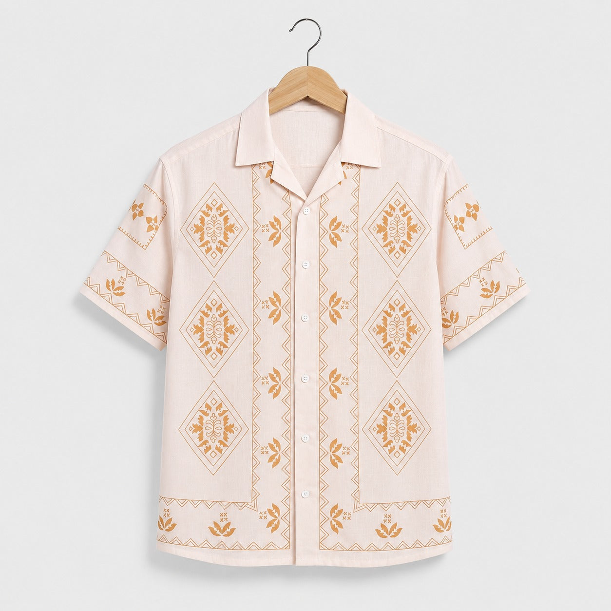 Peach Ornamental Printed Shirt