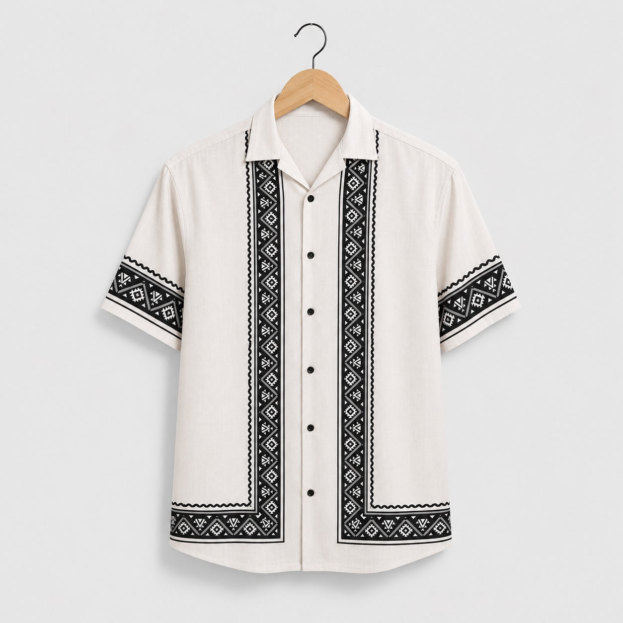 White & Black Tribal Printed Shirt